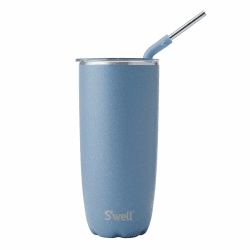 S'well Edelstahlbecher mit Strohhalm und Schiebedeckel, 700 ml, Stil Desert Sky, dreilagiger, vakuumisolierter Behälter, hält Getränke 18 h kalt und 5 h heiß, BPA-frei, Blau Angebot bei HelloDeals