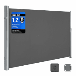 SONGMICS Alu-Seitenmarkise, ausziehbar, 200 x 400 cm, Blickdicht, Sonnenschutz, blickdicht, Seitenrollo, für Balkon, Terrasse, Garten, anthrazit GSA204G01 200 x 400 cm Anthrazit Angebot bei HelloDeals