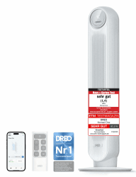 Dreo Smart 20dB Leiser Turmventilator, 10 m Wurfweite 4 Geschwindigstufen 4 Modi 8 Std. Timer 90° oszillierende Ventilator mit Kühlung WLAN & Fernbedienung für Schlafzimmer, Nomad OneS, Weiß Weiß 91.4cm Angebot bei HelloDeals