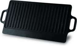 Baumalu - 38 cm Gusseisen-Grillplatte, beidseitig nutzbar, schwarz, ideal für Gas und Ofen, Maße 38 x 23 cm, perfekt für gesunde und schmackhafte Zubereitung Angebot bei HelloDeals