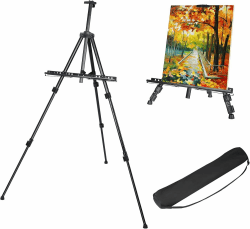 Aluminium Staffelei 50-167cm, Atelierstaffelei Verstellbare Standstaffelei Feldstaffelei, Mit Tasche Für Leinwand Poster Hochzeit Skizzieren Male Metall Schwarz 50-167cm Angebot bei HelloDeals