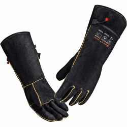 Schweißhandschuhe aus Leder, hitzebeständig, feuerfest, für Mig, Tig-Schweißer, BBQ, Kaminofen, Grill, 35,6 cm (Schwarz, Klein) S Schwarz Angebot bei HelloDeals