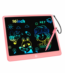 Bunte LCD Schreibtafel Kinder 16 Zoll, Maltafel Zaubertafel Digital Zeichnen Writing Tablet Ektronischer Grafiktablet 3-12 jährige mädchen Jungenkinderspielzeug Geschenke (Rosa) Angebot bei HelloDeals