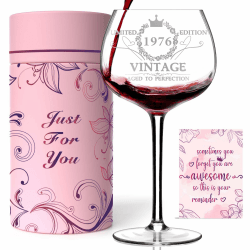 1976 Geschenk 50 Geburtstag Frauen – Personalisiertes Weinglas, Geschenkbox mit Geburtstagskarte, Deko 50 Geburtstag Frau, Geschenkideen für Frauen 50TH Angebot bei HelloDeals