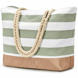 oscaurt Strandtasche Tote Bag mit Reißverschluss Große Shopper Tasche Wasserdicht Badetasche Reisetasche Damen Handtasche Umhängetasche Geschenke für Frauen Olivgrün Angebot bei HelloDeals