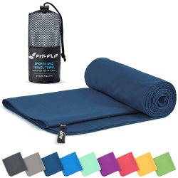 Fit-Flip Mikrofaser Handtuch schnelltrocknend für Fitness, Sport & Sauna Marineblau 100x200cm - 1 Stück Angebot bei HelloDeals