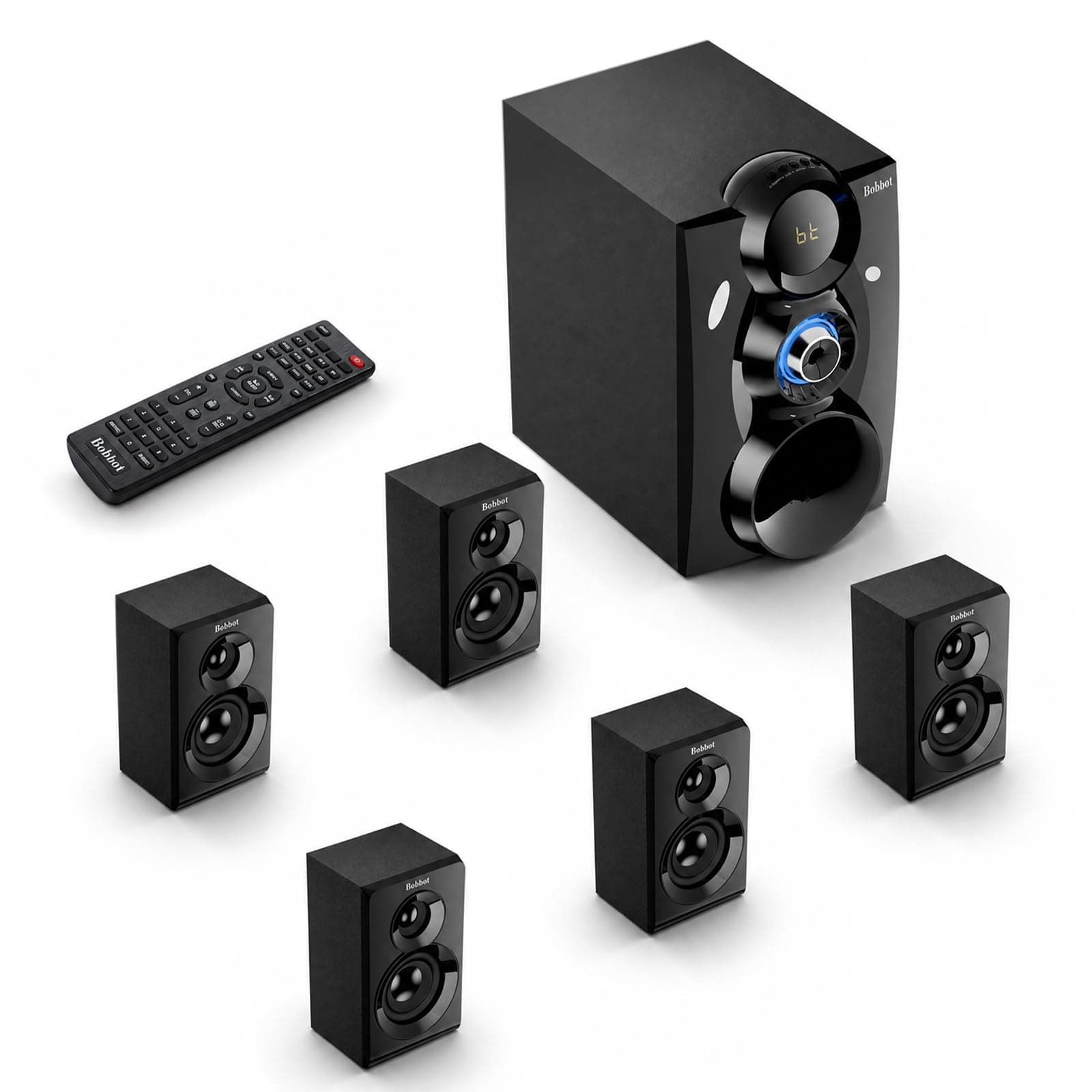 Bobtot Kabelloses Surround Sound System für Heimkino, 1000 W Surround-Lautsprecher, 8-Zoll-Subwoofer, 5.1/2.1-Kanal-System mit tiefen Bässen US-auf-EU-Steckeradapter im Lieferumfang enthalten Angebot bei HelloDeals