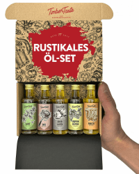 TIMBER TASTE® Geschenke für Männer - 5 rustikale Öle Geschenk Set mediterrane Speiseöle zum Kochen & Verfeinern 5x40ml | Öl Probierset für Hobbyköche & Grillmeister | Geschenk für Genießer Rustikal lecker Angebot bei HelloDeals