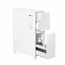 SoBuy Nischenregal 20cm – schmaler Badezimmerschrank mit Rollen Nischenwagen Rollwagen mit Schublade für Toilettenpapier-Aufbewahrung, Badmöbel aus Holz, Weiß, 20x75x60cm, BZR111-W Angebot bei HelloDeals