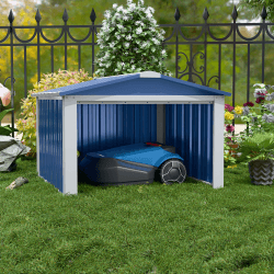 SUPEER Metall Mähroboter Garage mit Satteldach,H62cm*W90.5cm*D88.8cm Geräteschuppen Garten Metallschuppen für Rasenmähroboter,Überdachung für Mühroboter,Zimmer für Haustiere（blau） Blau H62cm×L90.5cm×W88.8cm-S Angebot bei HelloDeals