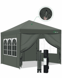 Acepic One-Touch Pop Up Pavillon 3x3 Wasserdicht Stabil Winterfest mit Seitenteile, Pop-Up Faltpavillon mit Schnellem Aufbau, Gartenzelt für Camping, Strand, Party und Flohmarkt, 3x3m, Grau Grau 3*3m Angebot bei HelloDeals
