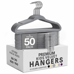 Utopia Home Kinder-Kleiderbügel aus Samt (50 Stück) – 27,9 cm (11 Zoll) robuster Baby-Kleiderbügel – rutschfest für den täglichen Gebrauch (Grau) Grau 50er-Pack Angebot bei HelloDeals