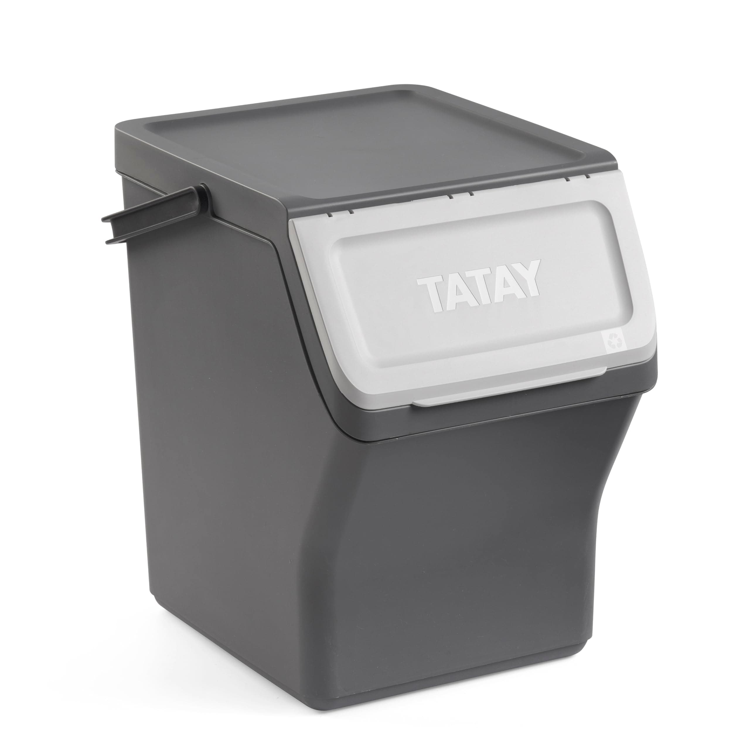 TATAY Mülltrennsystem Easy Waste 20L | Recycling Behälter | Modular und Stapelbar | Deckel mit Klicksystem | Integrierter Tragegriff | Aus Recyceltem Material | 35x27x36 cm – Grau Einheit - Grau 20L Angebot bei HelloDeals