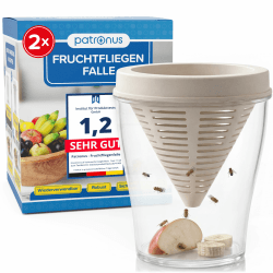 Patronus Fruchtfliegenfalle für Küche - 2X Wiederverwendbare Fruchtfliegen Lebendfalle zum Fruchtfliegen dauerhaft loswerden, spülmaschinengeeignete Fruit Fly Trap, robuste Obstfliegenfalle Küche 2er Pack Angebot bei HelloDeals