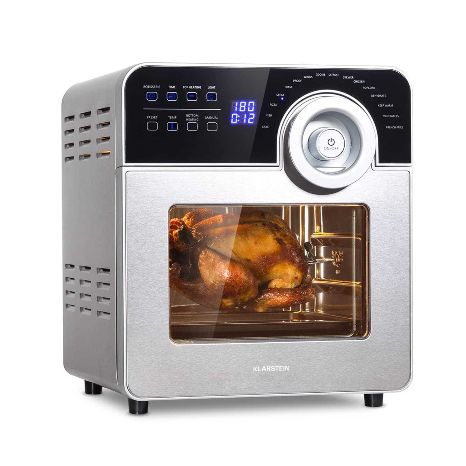 Klarstein AeroVital Cube Chef Heißluftfritteuse - 1700 W Heissluftfriteuse, Airfryer mit Touchscreen, 16 Programme, 50-220 °C, 14 L, ca. 10 h Zeitvorwahl, Edelstahl, silber Angebot bei HelloDeals