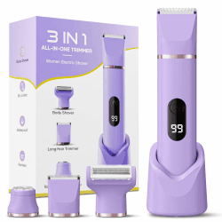 3 in 1 Intimrasierer für Frauen, Tiovara Elektrischer Rasierer Damen für Gesicht Bikinizone Beine, Wasserdicht & Sanft zu Empfindlicher Haut, Nass & Trocken Rasierer mit USB-Aufladung Lila Angebot bei HelloDeals