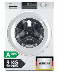Haier Frontlader Waschmaschine 9kg I I-PRO SERIE 1 HW90-BP14929BU1 I Mit A-20% Effizienz, 1.400 U/Min. & sparsamem Inverter-Motor I Per App steuerbar I Mengenautomatik & Refresh-Programm 9 kg / I-PRO SERIE 1 Angebot bei HelloDeals