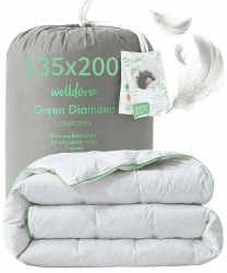 Welldora Komfort Bettdecke 135x200 Sommer | 100% Extraweiche Federn & Daunen | Fachärztlich geprüft, Oeko-Tex, Allergiker | Zertifiziert für Tierwohl | Dünne leichte Sommerdecke Daunendecke 135x200 Leichte Sommerdecke 135 x 200 cm Angebot bei HelloDeals