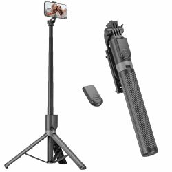 180cm Handy Stativ & Selfie Stick, Aluminium Integriertes Ausziehbares Stativ für Smartphone, Tragbarer Reisestativ-Ständer mit drahtloser Fernbedienung für iPhone/Samsung/Android/Kamera Schwarz 180cm Angebot bei HelloDeals