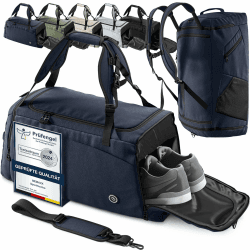 Sporttasche Herren Trainingstasche Damen + Schuhfach Nassfach | 40/60L mit Rucksack-Funktion, 30/50L Reisetasche Schwimmtasche Fitnesstasche Sport Gym Fitness Umhängetasche Weekender Bag Reise Tasche 60 L Blau Angebot bei HelloDeals