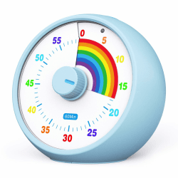 Visueller Timer für Kinder, 60-Minuten Countdown für Klassenzimmer Büro Küche, Schreibtisch Kinder Zeitmana gement Tools mit leisem Betrieb, Pomodoro Timer Regenbogenmuster (Blau) Angebot bei HelloDeals