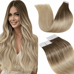 LaaVoo 45cm Extensions Echthaar Tape Blond Balayage Tape in Extensions Echthaar Hellbraun Ombre Aschblond mit Platinblond Tape in Haarverlängerungen Echthaar Extensions Invisible 40pcs 100g #8/18/60 2.6#8/18/60 45cm-40pcs Angebot bei HelloDeals