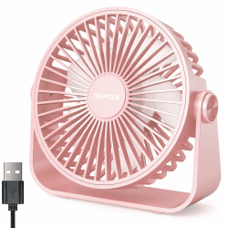 TriPole USB Tischventilator, 3 Geschwindigkeiten Starker Wind, 360° Rotation Persönlicher Ventilator, Tragbar Mini für Tisch Heim Schlafzimmer Büro, Rosa Angebot bei HelloDeals