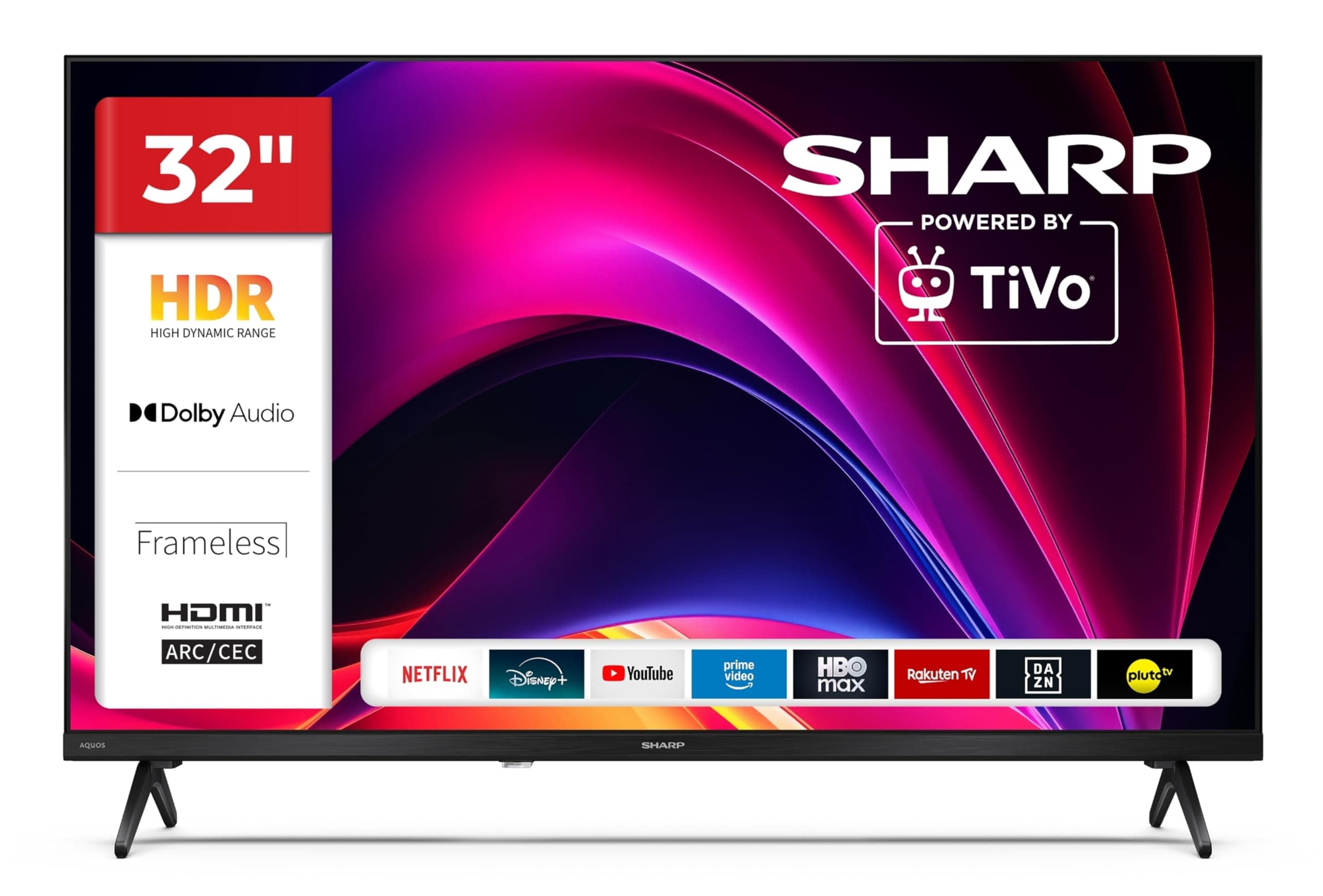 Sharp 32HE2745E Fernseher 32 Zoll Smart TV Powered by TiVo - HDR Fernseher mit HD Auflösung und Triple-Tuner, LED TV (2026) Schwarz 32 Zoll Angebot bei HelloDeals