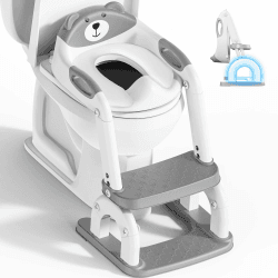 Toilettensitz Kinder mit Treppe, Upgraded WC Aufsatz für Kinder für Jungen und Mädchen, 2-in-1 Toilettentrainer mit Treppe, Höhenverstellbar Bequemer Sicherer Toilettensitze, Tritthocker für Kinder Klassisch Angebot bei HelloDeals