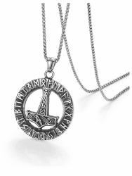 JSDDE Thor Hammer Kette, Thors Hammer Anhänger Halskette, Wikinger kette, Runen Anhänger Herren Halskette Wikinger Schmuck für Herren Männer Angebot bei HelloDeals