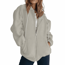 Sweatjacke Damen mit Kapuze Oversized Pullover mit Reißverschluss - Oversize Übergangsjacke Zip Hoodie Herbst Sportjacke Dünne Kapuzenjacke Trainingsjacke Hoody Kapuzenpullover Joggingjacken S-3XL A1 Khaki S Angebot bei HelloDeals