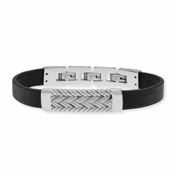 SAVE BRAVE Herrenarmband Edelstahl & Leder Ian Inkl. Schmuckverpackung Angebot bei HelloDeals
