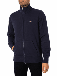 GANT Herren Reguläres Shield-Sweatshirt Mit Reißverschluss, Grey XL Blau Angebot bei HelloDeals