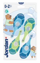 Jordan ® | Step 1 Baby Zahnbürste | Baby Zahnbürste 0-2 Jahre | Die Original Kleinkindzahnbürste mit extra weichen Borsten und weichem Beißring für Babygummis und Easy Grip | Blau und Grün | 4-pack Blau & Grün 1 stück (4er Pack) Angebot bei HelloDeals