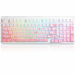 DAREU EK98PRO Sakura Pink Mechanische Gaming Tastatur, 2.4Ghz/BT5.1/USB-C Mechanical Keyboard, 98% QWERTY RGB Gaming Tastatur Kabellos mit Seitlich Graviert, Gasket Mount, Hot Swap,Linear Dream Switch Sakura Pink & HIFI Dream Switch Angebot bei HelloDeals