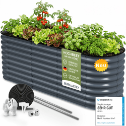 HOFGARTEN Hochbeet Metall 200x60x64 cm - Hochwertiges Gartenbeet aus Zn-Al-Mg Stahl - wetterfest & rostgeschützt - Modularer 6-in-1 Bausatz QuickGrow Plus (Anthrazit) Anthrazit 200x60x64 cm (6in1 Kit) Angebot bei HelloDeals