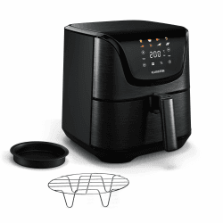 Klarstein AeroVital Deluxe Heißluftfritteuse – 5,4 L Airfryer, 1700 W, Touch-Display, 8 Programme, Antihaftbeschichtung, Grillrost & Pizzablech, Cooltouch-Gehäuse, Timer & Temperaturkontrolle, Schwarz Schwarz Heißluftfritteuse + Basic-Zubehörset Angebot bei HelloDeals