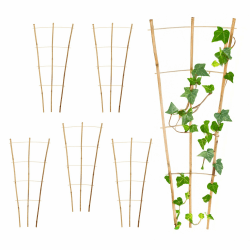 Bambus Rankgitter 75 x 35 cm Natur - 6er Set - Holz Kletterhilfe konisch für Rankpflanzen - Bambusstab Rankhilfe Blumenstütze Bambus für Garten Pflanzen Angebot bei HelloDeals