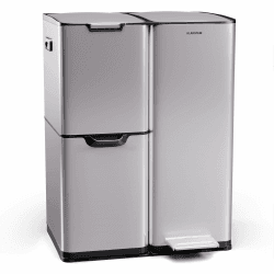 Klarstein Tiyo 3-in-1 Mülleimer - 60L Küchen-Abfalleimer mit Pedale & Soft-Close-Deckel, Edelstahl, herausnehmbare Eimer, Trennsystem, Aufkleber 60 L / 3 in1 Edelstahl Angebot bei HelloDeals