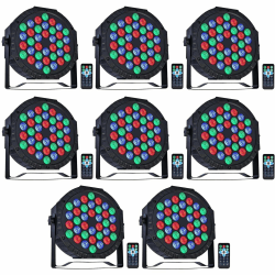 Par Licht Bühnenlicht, 36 LED RGB Partylicht Strahler Discolicht DMX Scheinwerfer mit Fernbedienung 4Modi Light für Bar, Bühnen, Party, DJ, Halloween, Weihnachten - 8Packs 8 Packs Angebot bei HelloDeals