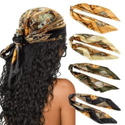 DRESHOW 90x90cm Große Quadratische Schals für Damen 4 Stück Seide Kopftuch Bandanas Haartuch Halstuch Haarschmuck 4pcs Set 71-01 Angebot bei HelloDeals