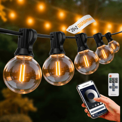 G40 Lichterkette Außen Strom, LED Lichterkette Outdoor Mit Fernbedienung & App-Steuerung Dimmbar, 23,5M 77FT 25+2 Lichterkette Warmweiß Außen Innen, Wasserdicht Glühbirnen für Garten Balkon 23.5M Angebot bei HelloDeals