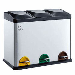 SVITA TC3X15 Treteimer Edelstahl 45 Liter Silber 3X 15L dreifach Abfalleimer 3er-Mülleimer Mülltrennung Küchen-Eimer Silber 45 Liter Angebot bei HelloDeals