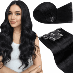 LaaVoo 60cm Clip in Extensions Echthaar 150g Extensions Echthaar Clip Schwarz Remy Clip in Haarverlängerung Echthaar Extensions Clips Glatt 7Pcs #1 24Zoll 1.1#1 60cm-7PCS-150G Angebot bei HelloDeals