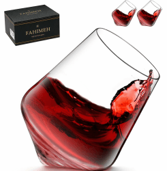 FAHIMEH Rum Gläser, Rotating Whisky Cognac Whiskey Gläser Ohne Stiel Wackelgläser Tasting Weinglas Kristall Tumbler Likörgläser Gin Glas, Personalisiert Männer Geschenke 2er set, 300ml B-2pcs Angebot bei HelloDeals