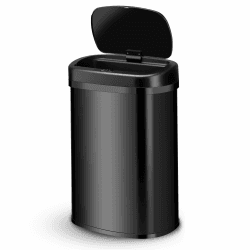Juskys Mülleimer Küche mit Bewegungssensor Schwarz 50L - Eckiger Abfalleimer mit Klemmring für Müllbeutel - Rostfreier Stahl - Kontaktloses Entsorgen Schwarz 50 Liter Angebot bei HelloDeals