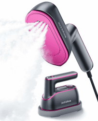 Jack & Rose Dampfglätter, 1200W Tragbarer & Handheld Steamer für Kleidung, 8s Schnellaufheizung, 2 in 1 Steamer Dampfglätter für Reise Pink Angebot bei HelloDeals