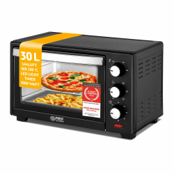 TZS First Austria - Minibackofen 30L 1600W - Mini Backofen stufenlose Temperaturregelung bis 230°C - Miniofen 60 Min. Timer, 3 Einschubhöhen, Backblech & Grillrost - Für kleine Küchen & Camping Angebot bei HelloDeals