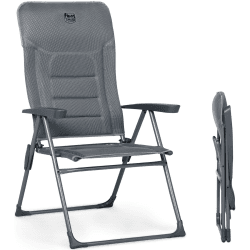 TIMBER RIDGE Campingstuhl Faltbar mit Hoher Lehne Klappstuhl Luxus Gepolsterter Balkonstuhl mit 7 Positionen, Verstellbarer Gartenstuhl für Camp, Garten, Balkon Belastbar 150 KG Grau Grau 1 Stück Angebot bei HelloDeals