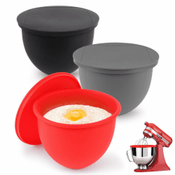 3er-Pack Silikon-Schüsseleinlagen mit Deckel für 4,8L KitchenAid Mixer | Lebensmittelechter Silikon Einsatz mit Deckel für KitchenAid Rührschüssel, Silicone Bowl Insert Angebot bei HelloDeals